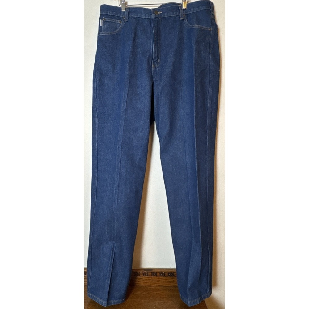 Carhartt Jeans Mens 42x32 Blue Traditional Fit Workwear B280PRW Dark Wash Cotton